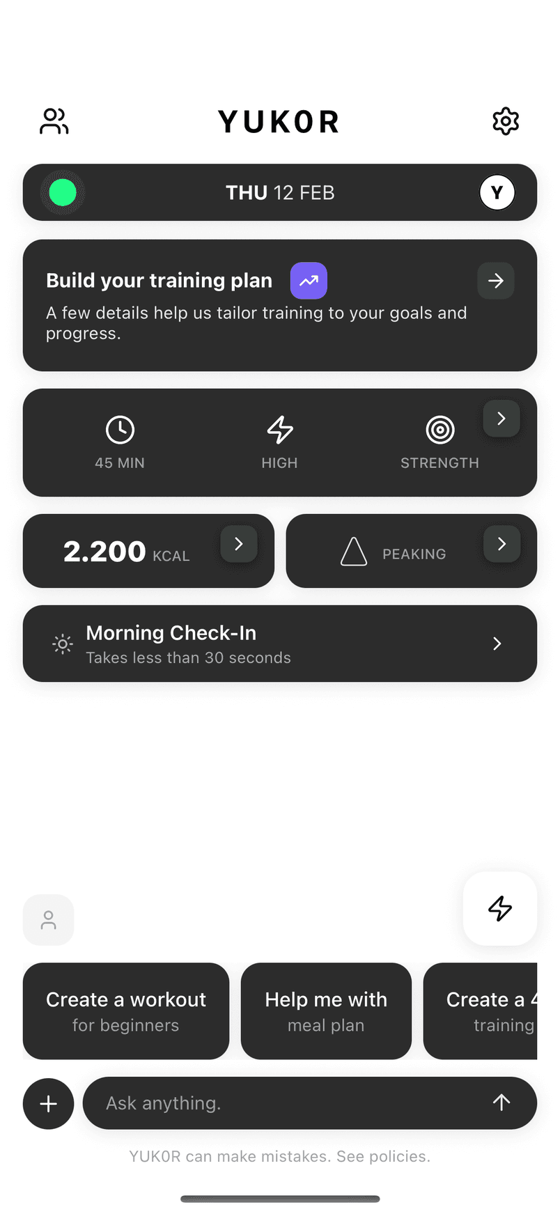 The home screen in 12 February 2026: Widgets, one per domain.